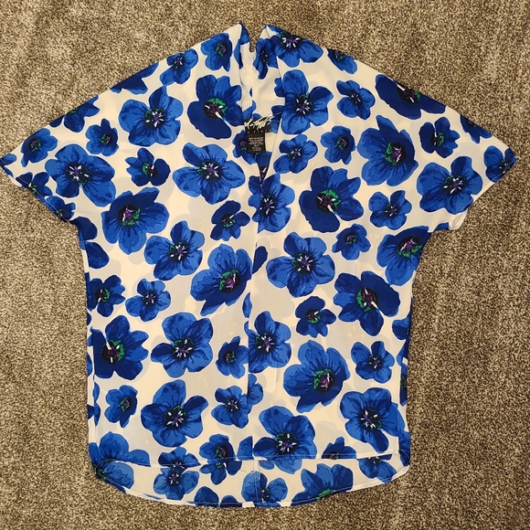 Lord & Taylor Tops - Lord & Taylor Royal Blue Floral Flower Blouse Top